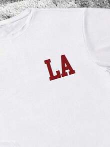 Minimalist. 100% Cotton. 1 Piece. Lornexis Retro Street LA City Men's Graphic Tee. Oversized Summer Tee. - White - View 3