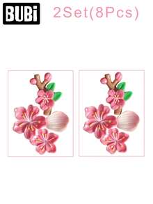 Juego de 16/8/4 piezas de pegatinas decorativas de coche color rosa, regalo para niña, estilo JDM de sakura/floral, accesorios lindos universales para el exterior del coche - Flor - Ver 9