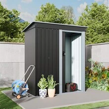 Outdoor Metal Removable Storage Shed Garden Storage Shed With Lockable Door For Firewood Garbage Can Tools Lawnmower Bike Shed Waterproof Log Store For Backyard Patio Rust-Resistant Not Include Foundation 164cm W X 77cm D X 182cm H - Charcoal Black - View 9