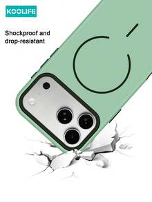 Koolife 1pc Dual-Tone Matte Magnetic Phone Case, PC+TPU Shockproof Protective Cover With MagSafe, Compatible With Apple 17/17 Pro/17 Pro Max/16/15 - Green - View 8