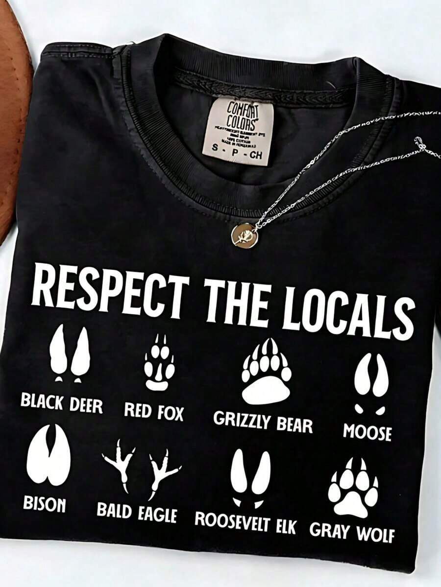 Moda 2026 Para Mujer Camiseta de Algodón Casual de Calidad Artsadd, Camiseta Parque Nacional, Camiseta Respect The Locals, Camiseta de Camping, Regalo Para Amantes del Camping, Camiseta de Animales Salvajes, Camiseta de Naturaleza para Mujer, Camiseta de Algodón Casual de Cuello Redondo para Primavera y Verano, Súper Suave, Camiseta Transpirable de Verano - Regalo Perfecto para Pascua, Día de San Patricio, Día de San Valentín, Día de la Madre para Mamá, Parejas, Familiares y Amigos, Camiseta Básica Unisex - 5-negro - Ver 1