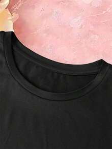 Tiger Bubblegum Graphic Print Summer Tops, Plus Size T-Shirt, Short Sleeve, Crew Neck, Casual Tops For Summer And Spring, Women's Clothing, Cotton T-Shirt, Mujer - Black - View 5