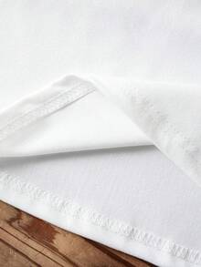 Playera para Mujer, Manga Corta, Cuello Redondo, Cómoda para Ir a la Playa, Salir con Amigas o Quedarse en Casa, Estilo Minimalista - Blanco - Ver 6
