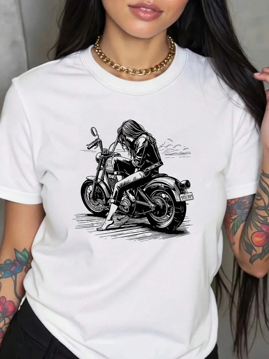 Camiseta Casual de Manga Corta para Primavera y Verano, Mujer - Blanco - Ver 1
