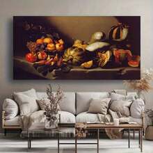 Enmarcado Lienzo impreso en 2D plano de frutas y verduras (1 unidad, ) | Arte mural vintage, obra de arte moderna, ideal para regalar, decoración del hogar y dormitorios, perfecto para el dormitorio, la sala de estar y el estilo art déco. - Enmarcado - Ver 4
