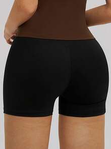 TimeOff 1 pieza Pantalones cortos deportivos de mujer con ajuste ceñido y diseño en V cruzado en la cintura - Negro - Ver 8