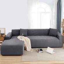 1 tấm bọc ghế sofa dày dặn, co giãn, chất liệu mềm mại, phù hợp cho gia đình, phòng ăn, phòng khách, an toàn cho thú cưng, chống bụi bẩn. - Màu xám đen - Xem 3