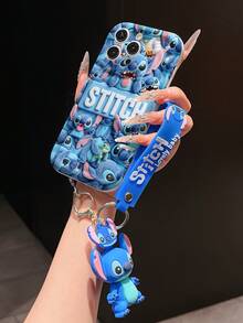 Disney Lilo And Stitch Phone Case : 3D Fluffy Pattern Border Protector Phone Soft Phone Case With A Free Cute Stitch Bracelet Chain Lanyard, Stitch, Lilo, Angel, For Apple 17 Promax 17 Pro 16 15 14 13 12 11 Pro Max XS Max X XR Soft Cover Summer Phone Case - 白色 - 查看 4