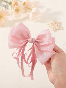 1pc Long Ribbon Mesh Bow Hair Clip, Ethereal Side Clip For Girl And Girls, Versatile Hairstyle Accessory - Multicolor - View 9