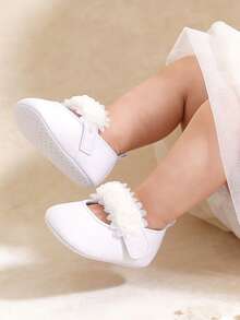 Giày búp bê Mary Jane cho bé gái sơ sinh, có nơ, đế mềm chống trơn trượt, giày tập đi cho bé sơ sinh và trẻ nhỏ, giày công chúa. - trắng - Xem 13