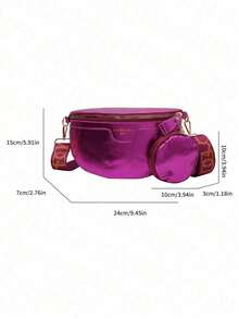 Tas Tangan Warna Polos yang Modis dan Serbaguna, Tas Selempang Kasual Minimalis Baru, Tas Jinjing untuk Komuter Wanita - Hot Pink - View 6