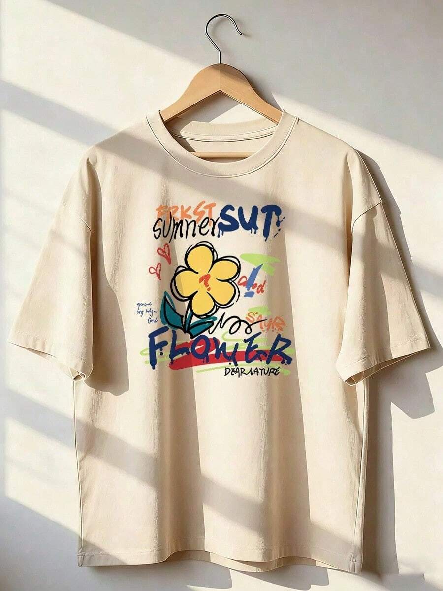 Stylish Short-Sleeve T-Shirt For Youth And Summer, Fashionable Short-Sleeve T-Shirt For Spring And Summer 2026, Made In Mexico, 180 Grams. Cartoon Print, Couple Design, Suitable For Indoor Or Outdoor Wear. Crew Neck, Unisex, Ideal For The Office And Leisure. One-Pack. - APR-P631577SLNDXZGY517 - 查看 1