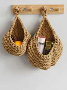 1pc Bohemian Style Woven Hanging Basket, Creative Teardrop Shape, Suitable For Storing Vegetables And Fruits, Kitchen Storage Basket, Kitchen Supplies, Storage Basket, Kitchen Organization, Outdoor Decor, Holiday Gift, Holiday Decoration, Home Decor, Room Decor, Wall Decor, Gift, Birthday Graduation Kitchen Decor - Multicolor - View 3
