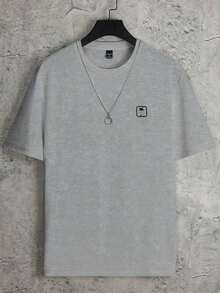 Men's Casual Short Sleeve Crew Neck Summer Print T-Shirt, Summer Streetwear Tee, Drop Shoulder Tee, Gifts For Boyfriend, Back To School, Graphic Tees HS3S - 灰色的 - 查看 3