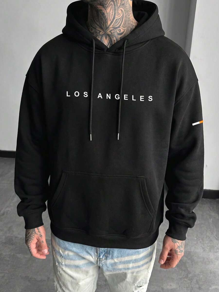 Áo Hoodie Nam Krometka Thu Đông Tối Giản Màu Đen | Phong Cách Los Angeles - màu đen - Xem 1