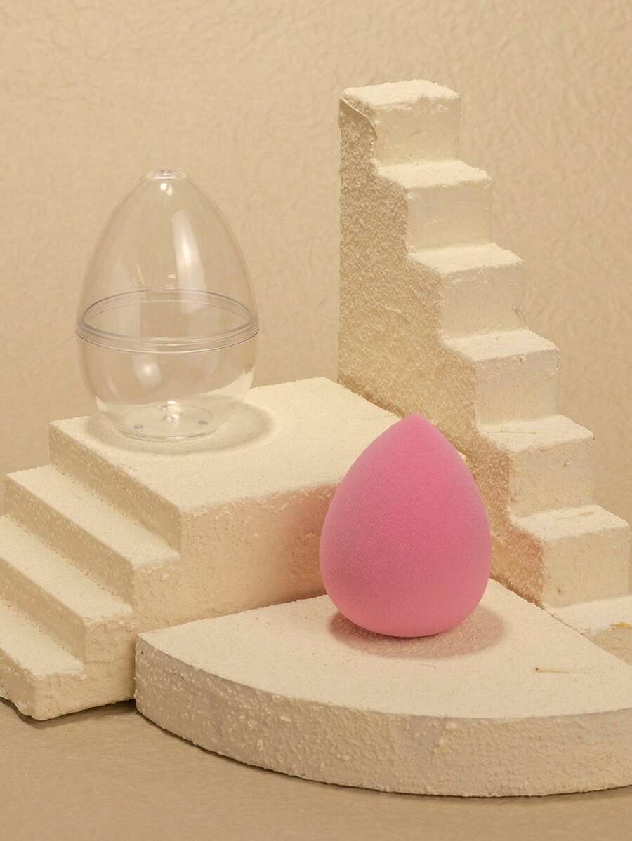 1pc Dry & Wet Dual-Use Makeup Sponge Makeup Sponge With Egg-Shaped Storage, Multicolor Latex-Free Reusable Washable Soft Flawless Makeup Applicator For Powder, Liquid, Makeup Design, Travel Essential