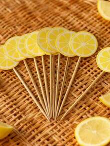 20 piezas de decoraciones de pastel con forma de limón, decoración de pastel con frutas de limón realistas de verano, disponibles en múltiples colores y estilos, adecuado para postres de té de la tarde o bandejas de frutas, perfecto para la decoración de la mesa de fiestas y reuniones - Varios estilos - Ver 9