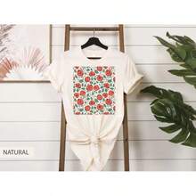Rose T-Shirt, Rose Graphic Print T-Shirt, Floral Rose T-Shirt, Flower Print T-Shirt, Rose Design T-Shirt, Red Rose T-Shirt, Rose Graphic T-Shirt, Women's Blouses > Ladies' Blouses - 白色 - 查看 1