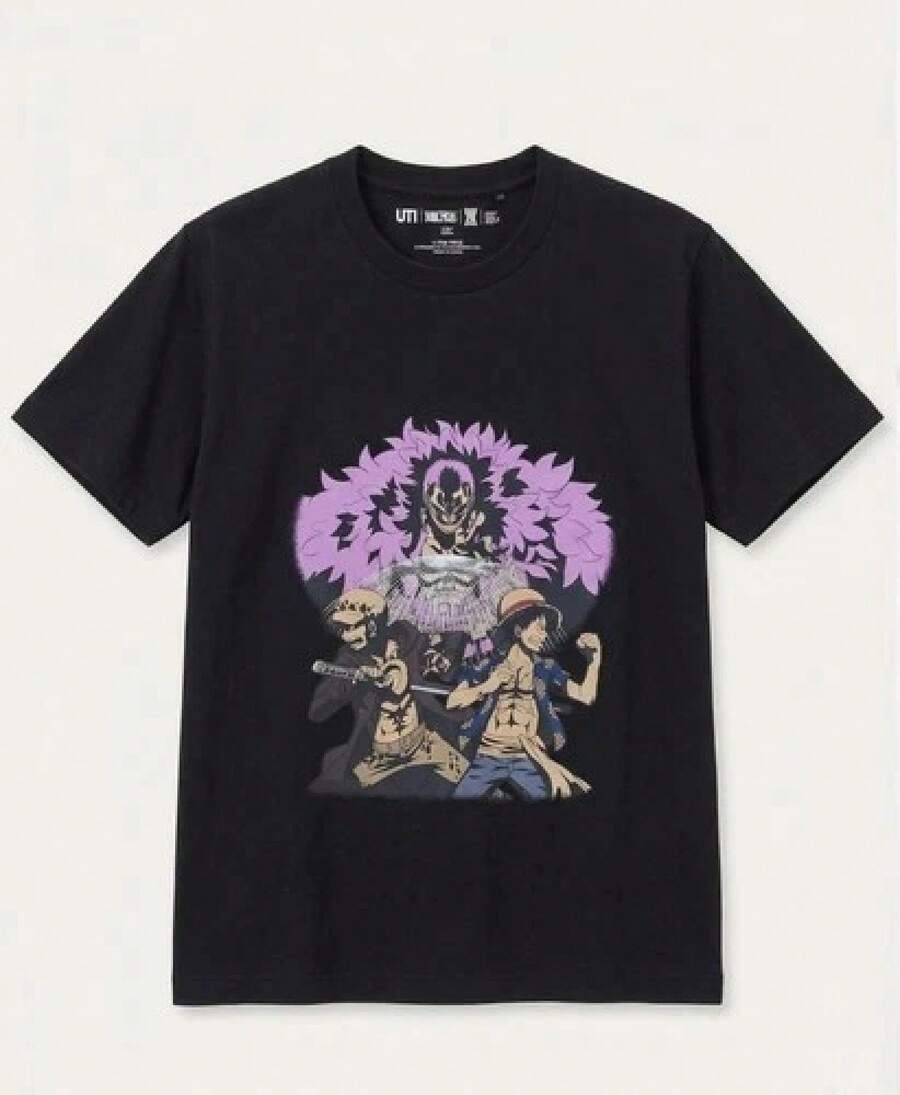 Camiseta Uniqlo Doflamingo Negra TallaM Anime Mangablusas para mujer playeras de mujer vestidos casuales para mujer y2k - Negro - Ver 1