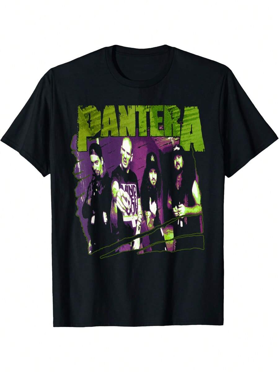 Pantela "Far Beyond Driving" Vintage Graphic T-Shirt, Unisex For Men And Women, Round Neck, Slightly Elastic, Casual Print, Short Sleeve, Comfortable For All Seasons, For Everyday Wear, Halloween And Christmas Gift. - 黑色 - 查看 1
