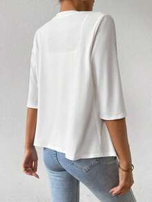 Chaqueta regular para mujer, cárdigan de verano - Blanco - Ver 2