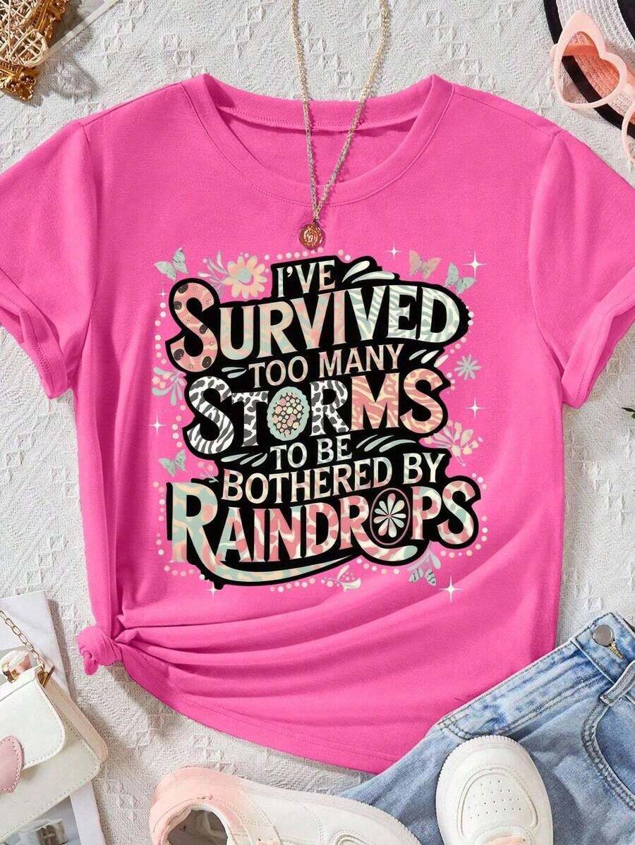 Camisetas de manga corta tallas grandes "Too Many Storms" - Rosa Fucsia - Ver 1