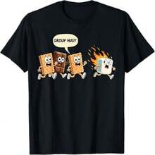 Camiseta informal de  de algodón de manga corta y cuello redondo con divertido estampado gráfico de S'mores. Top de corte regular. - Negro - Ver 1