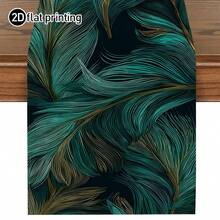 1pc Peacock Feather Printed Tablecloth, Available In Multiple Sizes, Suitable For Home Dining, Kitchen Decor, Home Decoration, Outdoor Party And Restaurant Decor, Linen-Like Texture - Multicolor - View 14