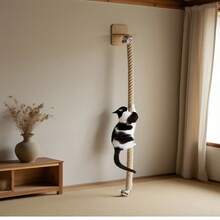 1 pieza Poste rascador de madera para gatos, hecho de cuerda de sisal individual, rascado natural, ahorro de espacio, resistente al desgaste con refuerzo, gancho de juguete para gato, material de madera y sisal, suministros para mascotas del hogar, cuerda rascadora para gatos montada en la pared, marco de escalada para gatos, tabla rascadora para gatos, adecuado para uso doméstico - Multicolor - Ver 6