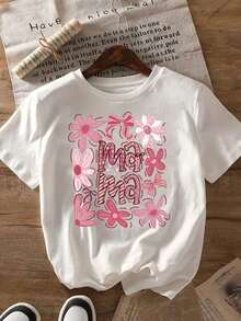 Camisetas Gráficas de Manga Corta para el Día de la Madre, con Cuello Redondo Estampado para Mujer - Casual, una Camiseta Estándar de Manga Corta. Camiseta Estampada de Cuello Redondo 100% Algodón para Mujer. Adecuada para primavera, verano y otoño. - Blanco - Ver 7