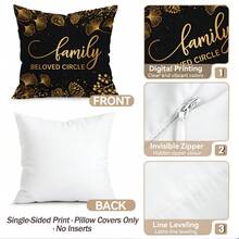 4pcs/Set Black & Gold Marble Pattern Text Design Pillow Cover, Single-Sided Printed Cushion Cover, Suitable For Living Room, Bedroom, Home Decor, All Seasons - Multicolor - View 4