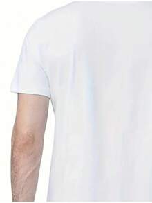 Camiseta Casual de Manga Corta para Hombre con Estampado de Araña, Ideal para Deportes al Aire Libre en Verano, Hecha de Tejido de Punto con Cuello Redondo, Corte Regular - Blanco - Ver 4