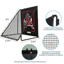 2-In-1 Baseball Pitching & Rebounder Net 61x47.6x40.6 In, Adjustable Pitchback With Strike Zone, Youth Practice - Black - View 4