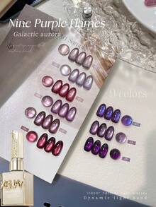XEIJAYI 9-Color 'Nine Purple Flame' Cat Eye Nail Gel Set - Mystical Purple Hues With Intense Cat Eye Effect, Perfect For Women's Nail Art & Special Occasions, Long-Lasting & Chip-Resistant - 彩色 - 查看 10
