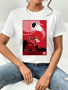 Ilustración inspirada en un robot que protege la naturaleza sosteniendo una planta símbolo del renacimiento y la esperanza del planeta camiseta de mujer  cómoda y moderna para uso diario - Blanco - Ver 6