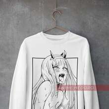 Sudadera UniS1ex Darling Waifu Material Anime, Suéter de mujer anime Zero Two - Blanco - Ver 1