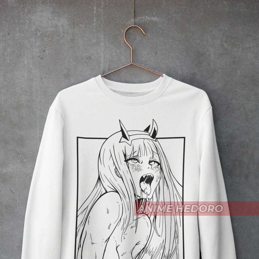 Sudadera UniS1ex Darling Waifu Material Anime, Suéter de mujer anime Zero Two - Blanco - Ver 1