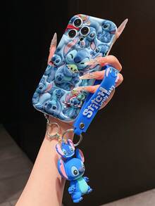 Disney Lilo And Stitch Phone Case : 3D Fluffy Pattern Border Protector Phone Soft Phone Case With A Free Cute Stitch Bracelet Chain Lanyard, Stitch, Lilo, Angel, For Apple 17 Promax 17 Pro 16 15 14 13 12 11 Pro Max XS Max X XR Soft Cover Summer Phone Case - 白色 - 查看 4