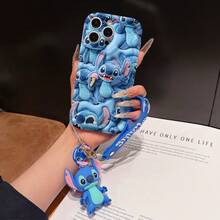 Disney Lilo And Stitch Phone Case : 3D Fluffy Pattern Border Protector Phone Soft Phone Case With A Free Cute Stitch Bracelet Chain Lanyard, Stitch, Lilo, Angel, For Apple 17 Promax 17 Pro 16 15 14 13 12 11 Pro Max XS Max X XR Soft Cover Summer Phone Case - White - View 1