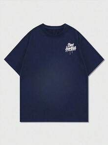 Men's Short Sleeve Crew Neck T-Shirt With English Slogan Graphic Print, Minimalist And  Summer Style By FRACTYR | Basic, Casual Street Style, Gift For Boyfriend/Husband - 酒紅色 - 查看 4