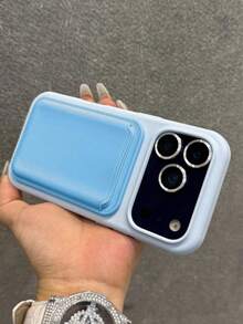 Ốp lưng điện thoại silicon cao cấp tích hợp sạc không dây từ tính và ngăn đựng thẻ, tương thích với iPhone 17Pro Max 17Pro 17 16 15 14 13 12 11 Pro Max 16 15 14 Plus. - Màu xanh nhạt - Xem 2