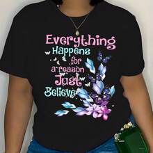 Printed T-Shirt For Men And Women - 黑色 - 查看 1