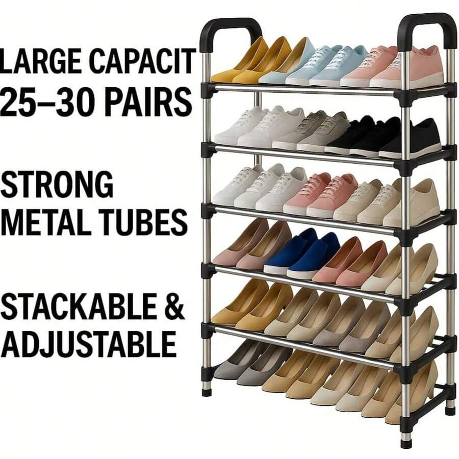 1 pieza Estantería para zapatos de varias capas, estantería para zapatos independiente, fácil de montar, adecuada para apartamentos de alquiler, entrada, pasillo, dormitorio, baño, oficina, sala de estar, estantería de almacenamiento de zapatos, mueble de entrada, organizador de zapatos, diseño ahorrador de espacio, adecuada para varios tipos de habitaciones