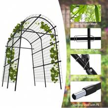 Dorvilesta Garden Arch Trellis  7.5Ft Tall Metal Garden Trellis With Netting For Climbing Plants, Vegetables, Flowers, Outdoor Pergola Arbor Wedding Party Decoration - B - View 4