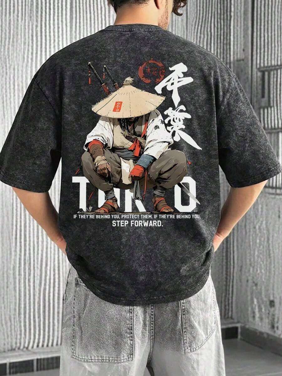 FRACTYR Minimalist Male Figure Print Short Sleeve T-Shirt | Casual Streetwear That Goes With Everything - 紅色 - 查看 1