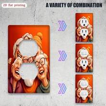 1pc Abstract Print Switch Panel Cover, Flat Printed Decorative Plate For Bathroom, Kitchen, Bedroom, Office Wall Decor - A - View 5