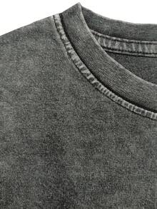 Talla Grande - Diseño Original - Camiseta de Mujer de Algodón Lavado Puro con Acabado Artesanal - Camiseta Retro Desgastada de Manga Corta - Negro - Ver 8