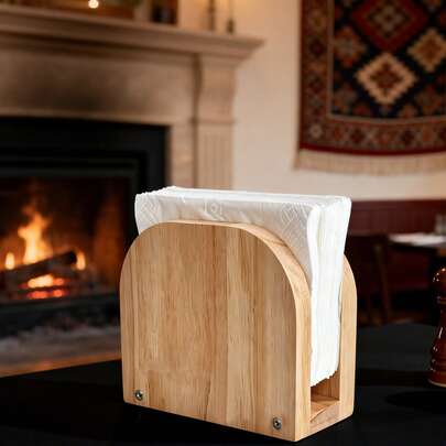 Wooden Arch Napkin Holder | Retro Style Tabletop Napkin Dispenser | American Style Dining Table Napkin Holder, Suitable For Dining Table, Bedside Cabinet, Living Room, Hotel And Cafe Decoration