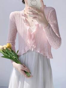 Women Lightweight Cardigans - Pink - View 4