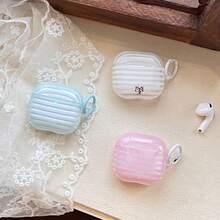 韓系簡約半透明粉藍白條紋掛環耳機保護套,適用於 Pro 3、New Pro 2、Apple 4 Minimalist 3,個性化 1/2 女款耳機套 - 彩色 - 查看 4